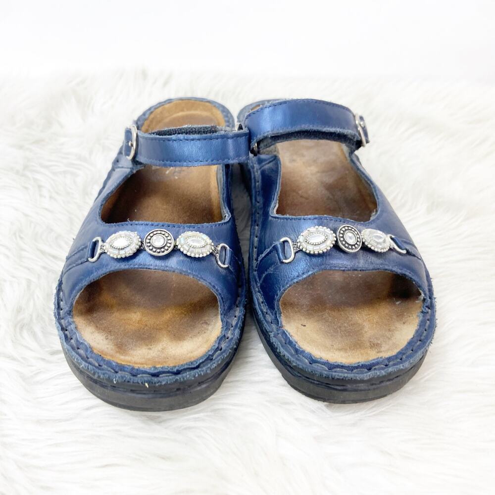 Naot 6 6.5 US 37 EU Womens Navy Blue Kyra Polar Sea Leather Comfort Sandals - Picture 5 of 12